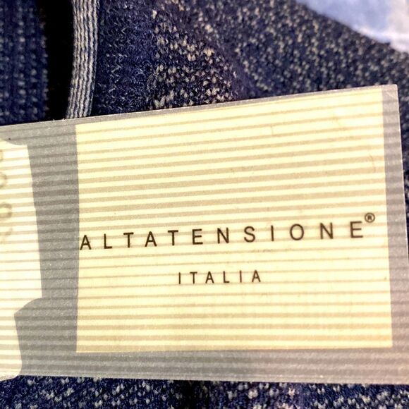 ALTATENSIONE navy tan knit 80% viscose 20% nylon ribbed neck waist cuffs - Picture 5 of 6